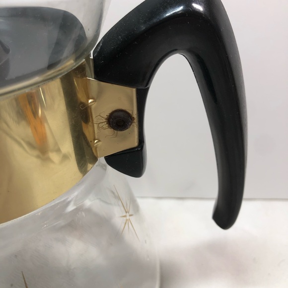Vintage MCM Pyrex Corning 1960s Atomic Star Burst 4 Cup Coffee Pot Carafe - Picture 5 of 14